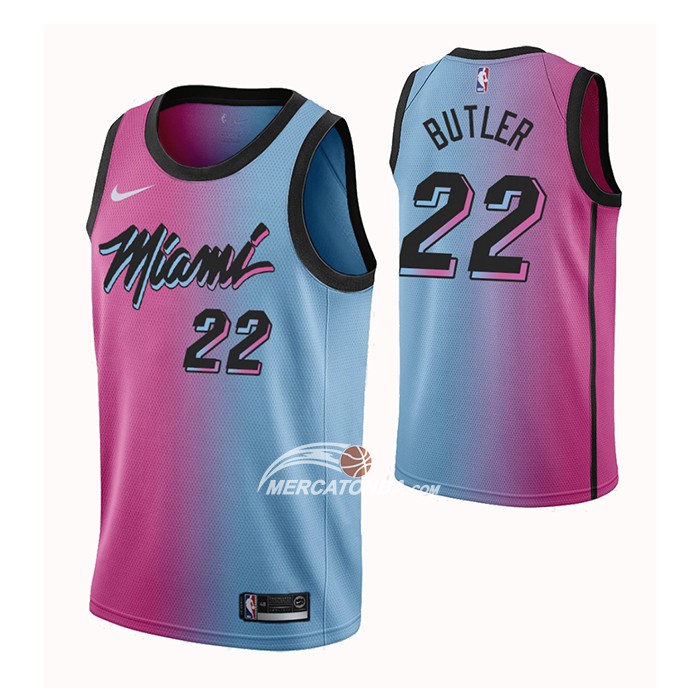Maglia Miami Heat Jimmy Butler Citta 2020-21 Blu Rosa